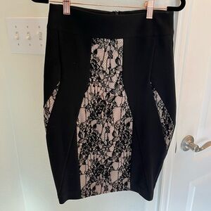 Kardashian Kollection Black and Cream Lace Pencil Skirt